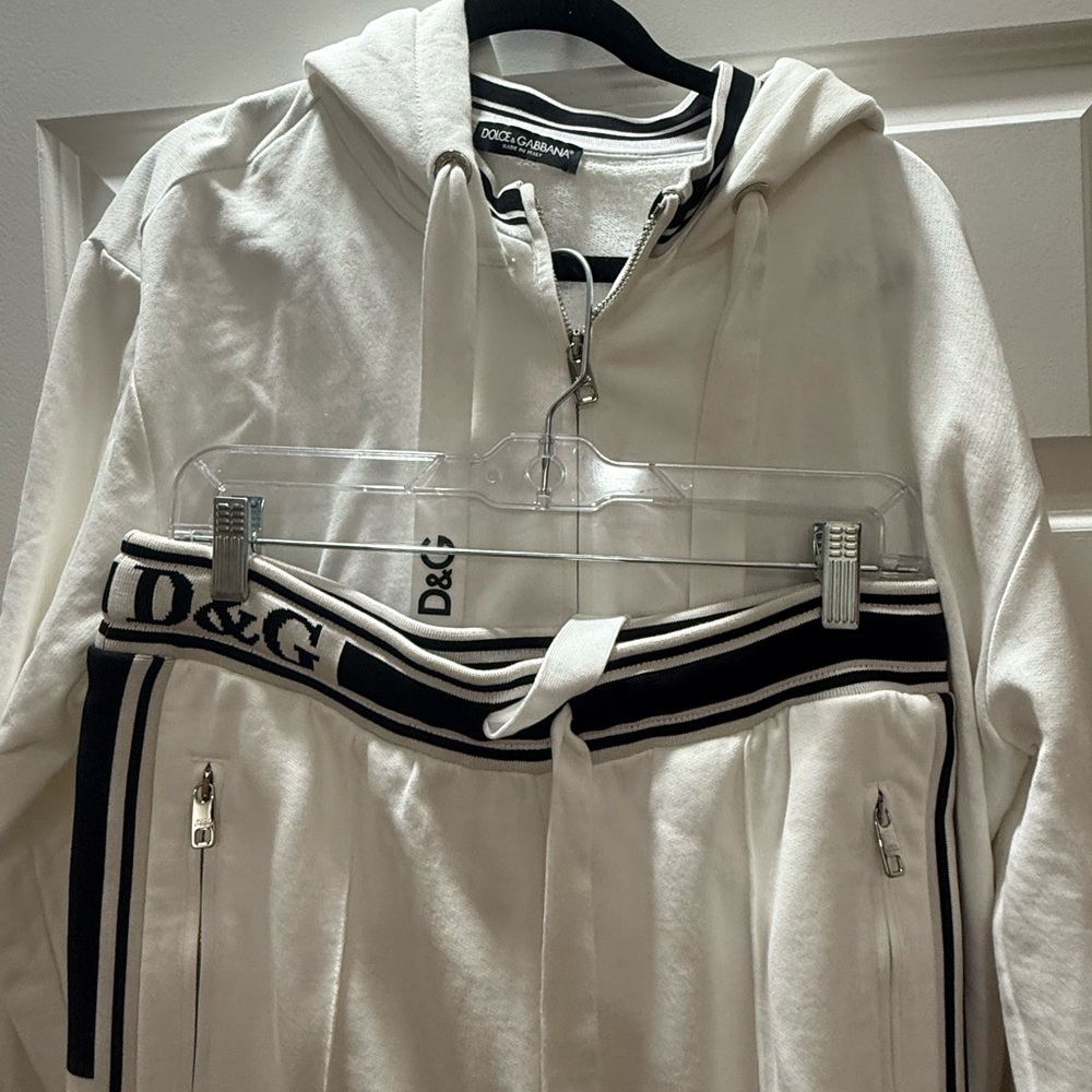 Dolce & Gabbana White Tracksuit with Black Accents